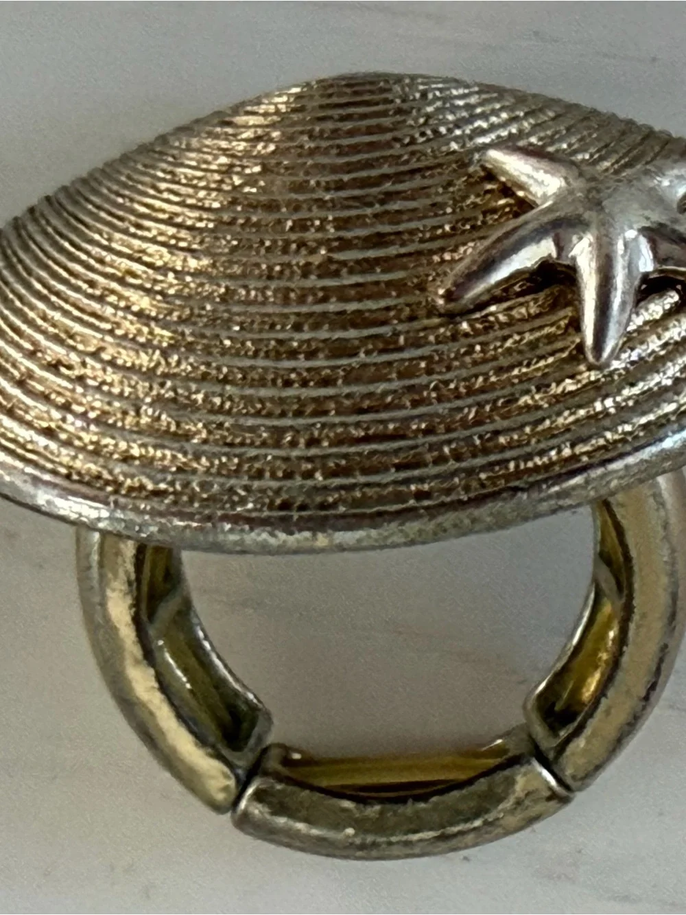 Gold-Tone Starfish Shell Adjustable Ring